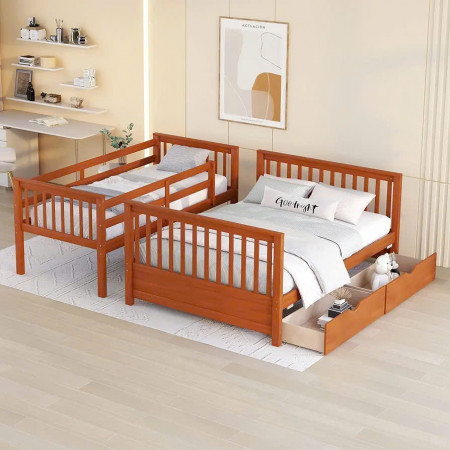 180 Oak : Giường 3 Tầng Leo Thang - 1m2 / 1m6
